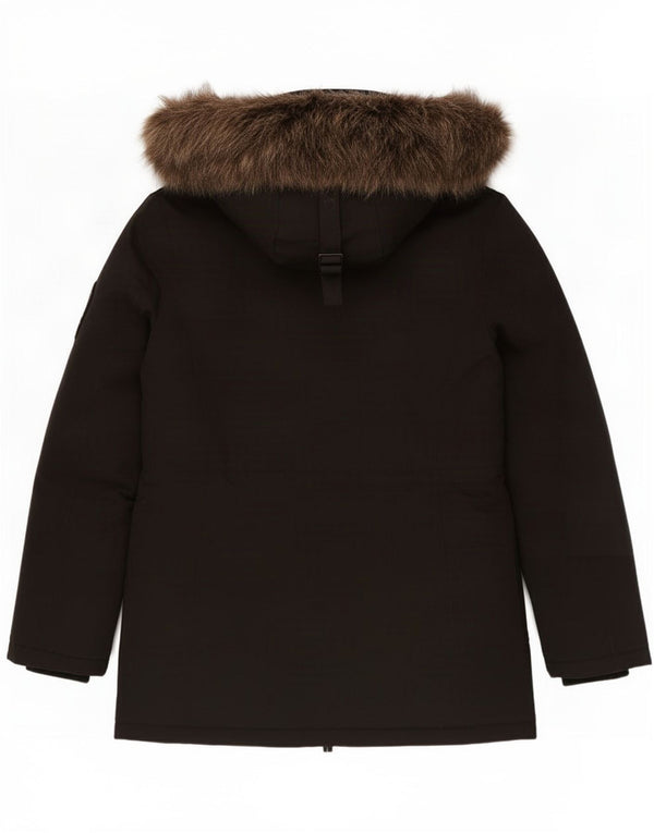 Superdry Veste parka rembourrée à capuche surdimensionnée pour femme UK 8 Small Noir