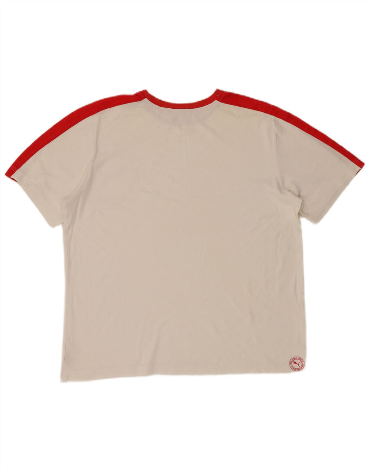 PUMA T-shirt graphique pour homme XL Blanc Colorblock Coton