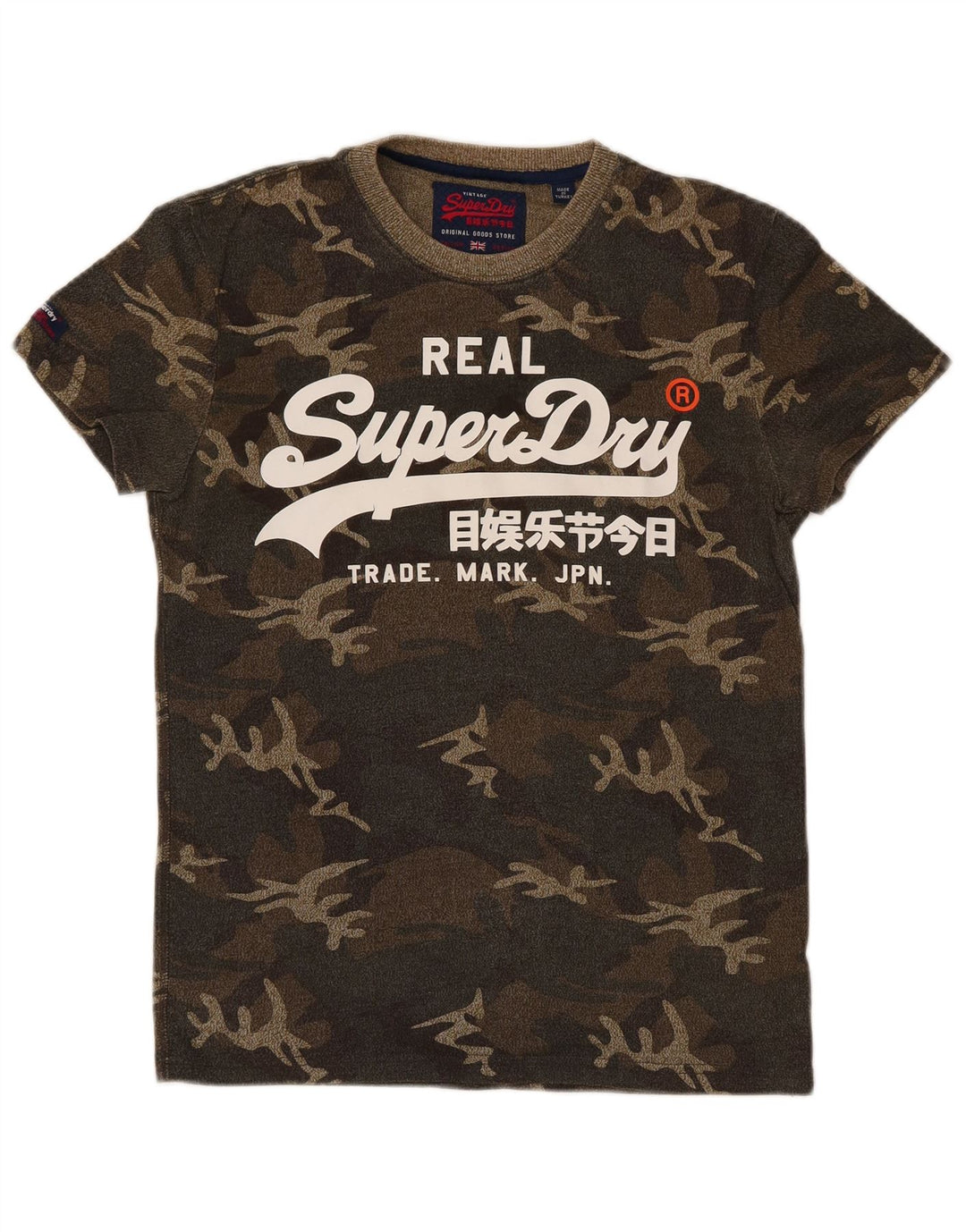 Superdry T-Shirt Graphique Top Petit Vert Camouflage Coton Homme