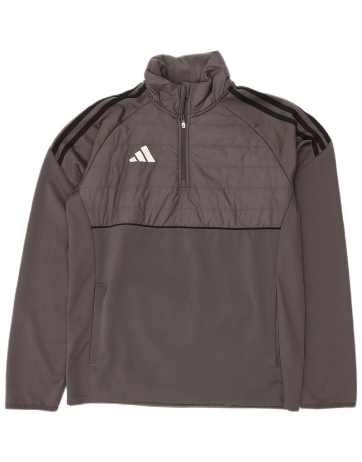 ADIDAS Sweat-shirt Aeroready à col zippé pour homme, petit, gris, polyester