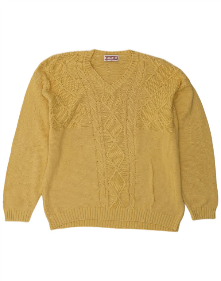 Stefanel Pull Col V Homme XL Jaune