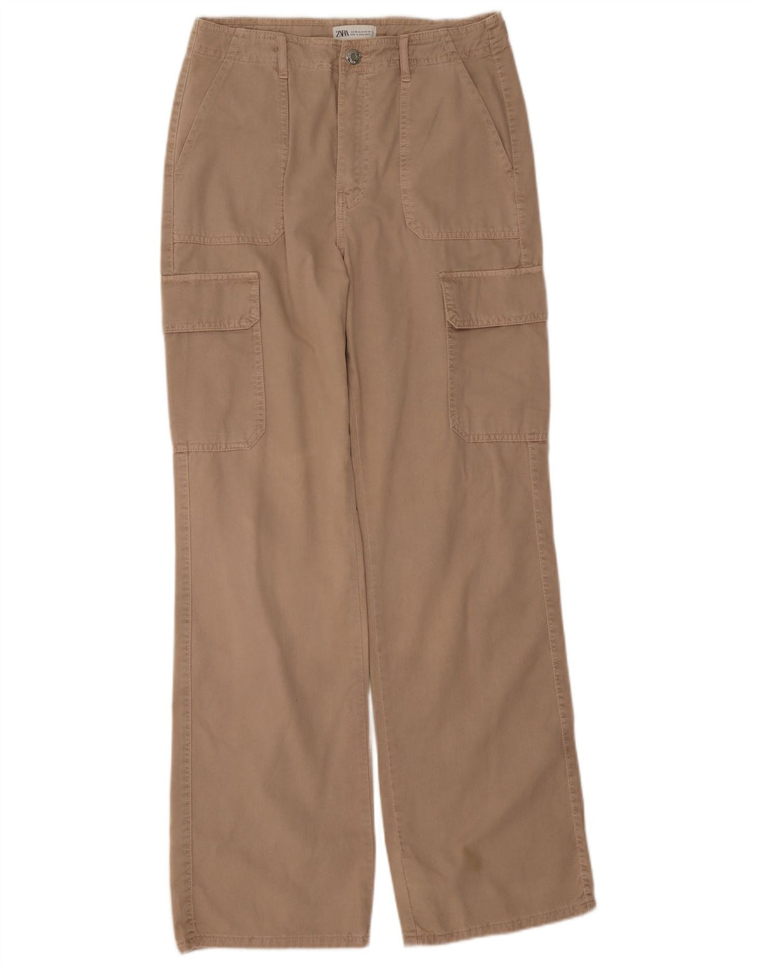 Zara Pantalon cargo droit pour femme EU 38 Small W28 L33 Beige
