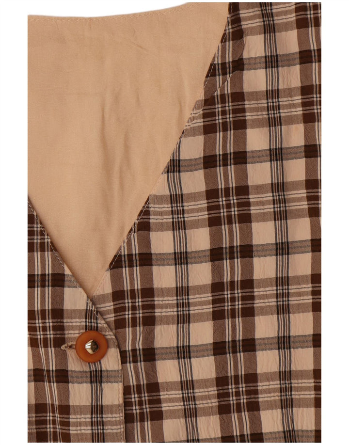 gilet femme vintage UK 12 Medium Beige Check