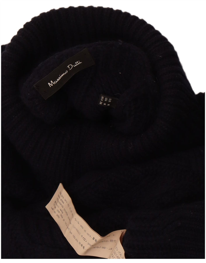 Massimo Dutti Pull col roulé pour femme UK 14 Laine bleu marine moyen