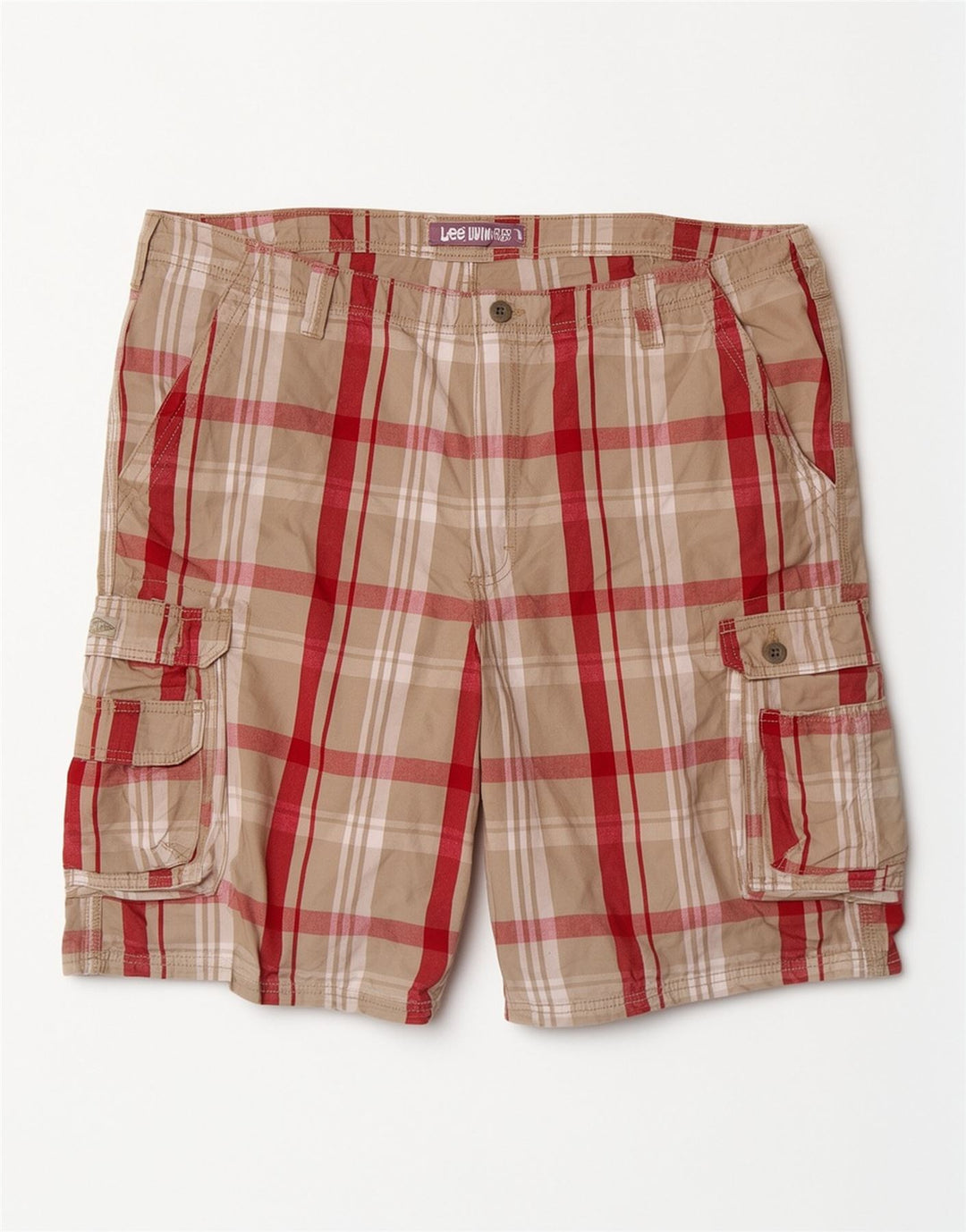 Lee Short cargo pour homme W42 2XL en coton à carreaux gris