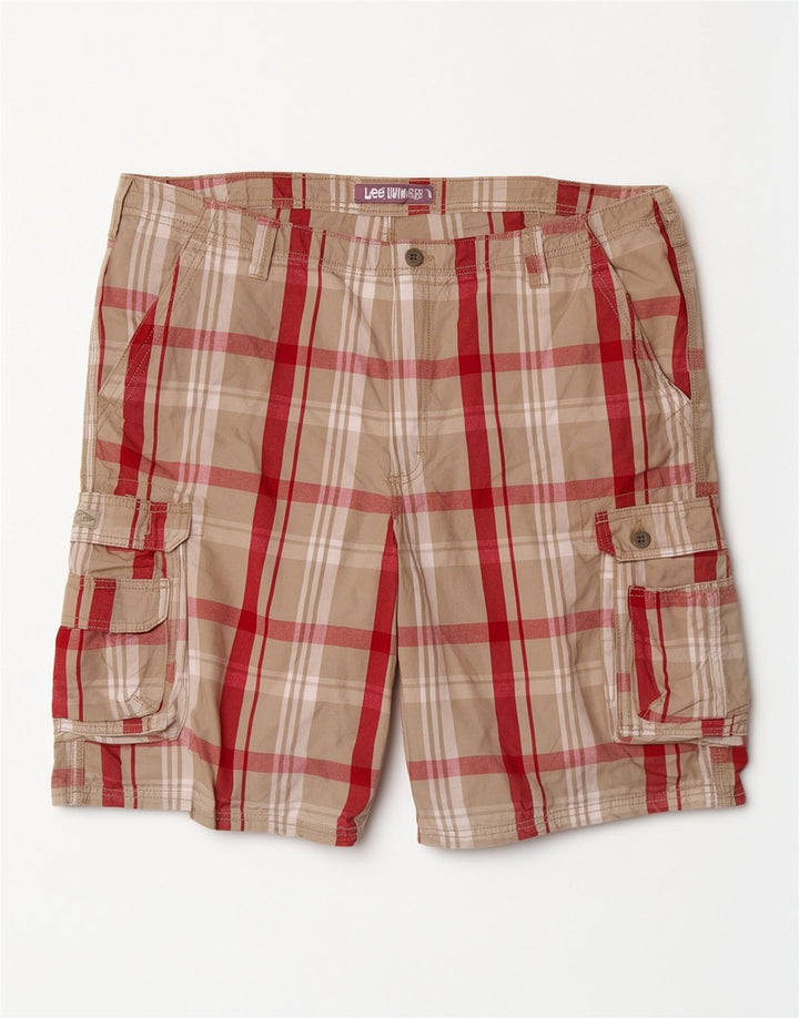 Lee Short cargo pour homme W42 2XL en coton à carreaux gris