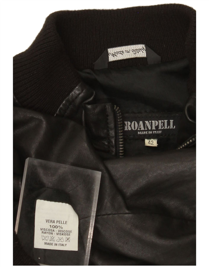 Veste en cuir femme vintage IT 42 Cuir noir moyen