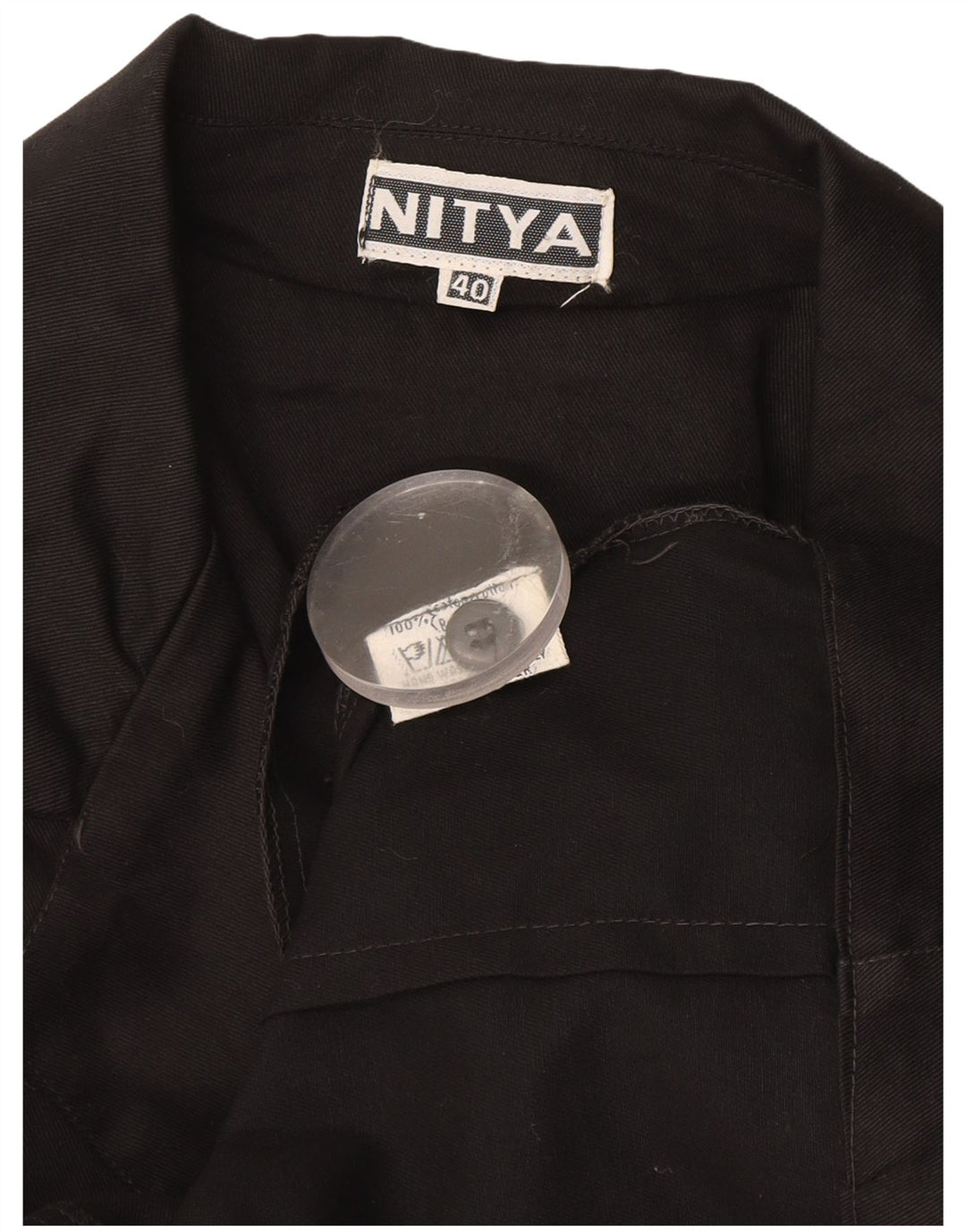 Nitya Veste Blazer à 3 Boutons pour Femme à Manches 3/4 IT 40 Petit Coton Noir