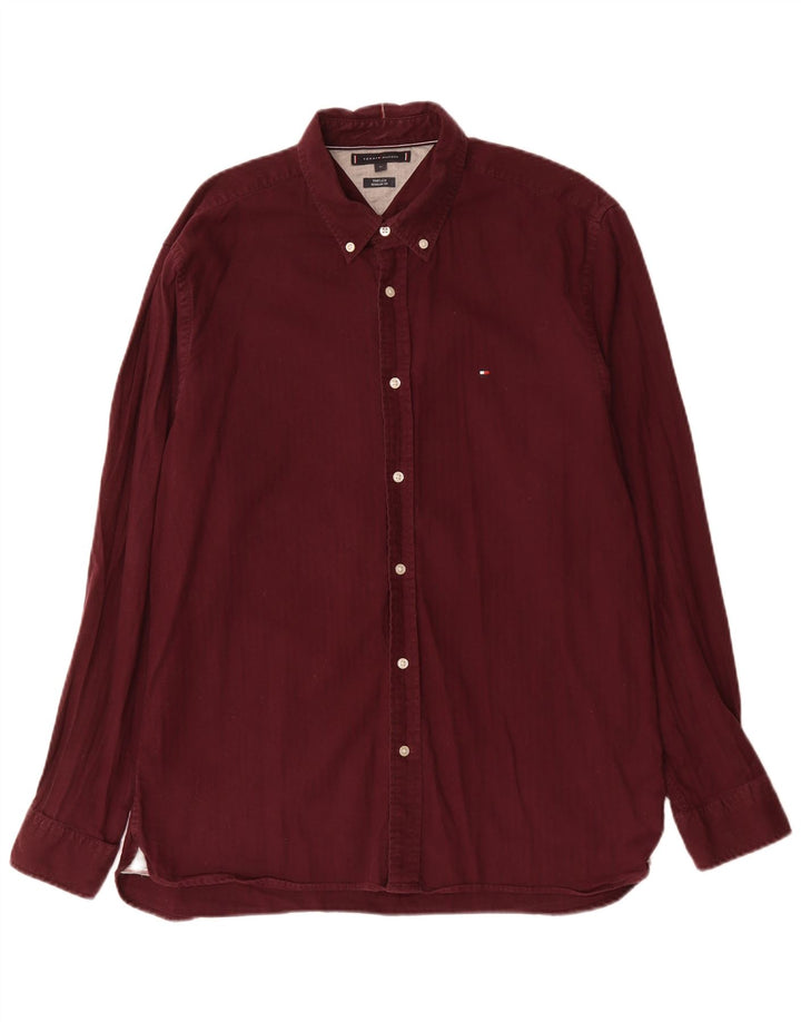 TOMMY HILFIGER Chemise Regular Fit Homme Marron Coton
