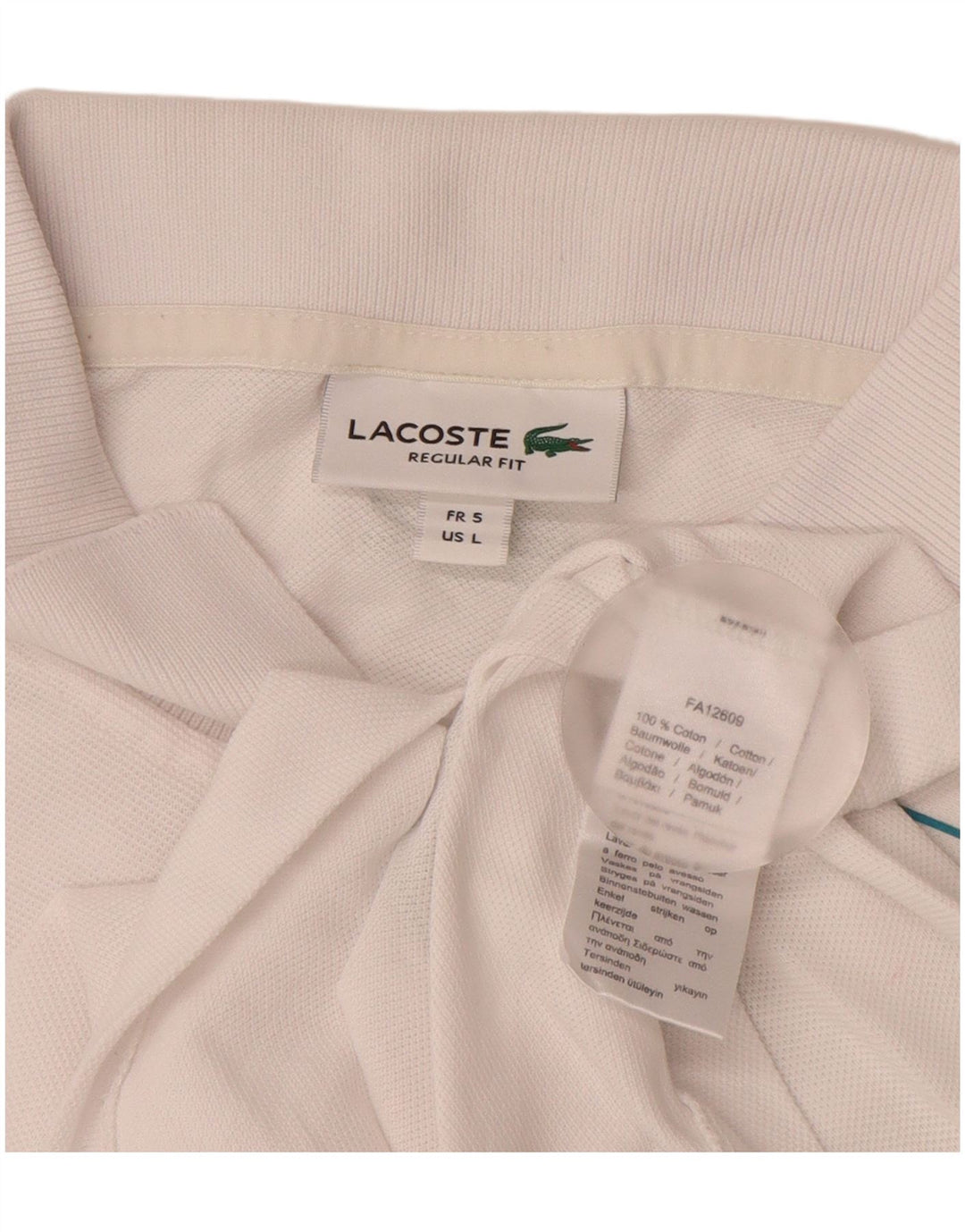 LACOSTE Homme Graphic Regular Fit Polo Taille 5 Grand Coton Blanc