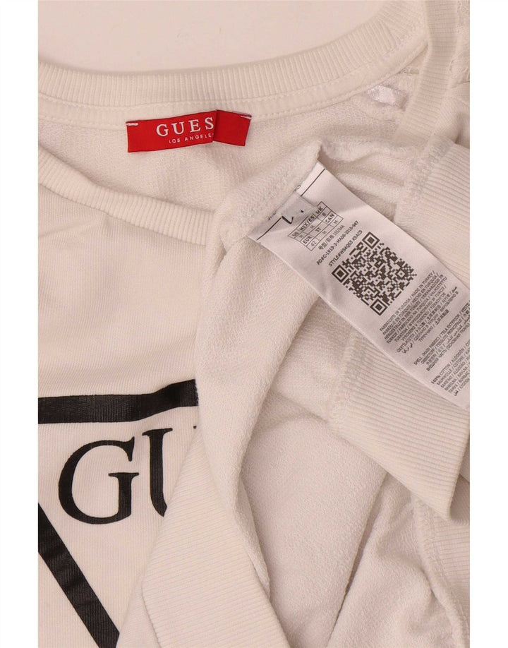 Guess Sweat-shirt graphique pour femme UK 8 Small Blanc Polyamide