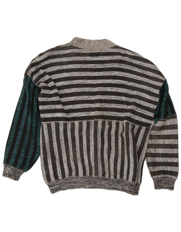 La Squadra Cardigan Homme Pull Large Gris Rayé Coton