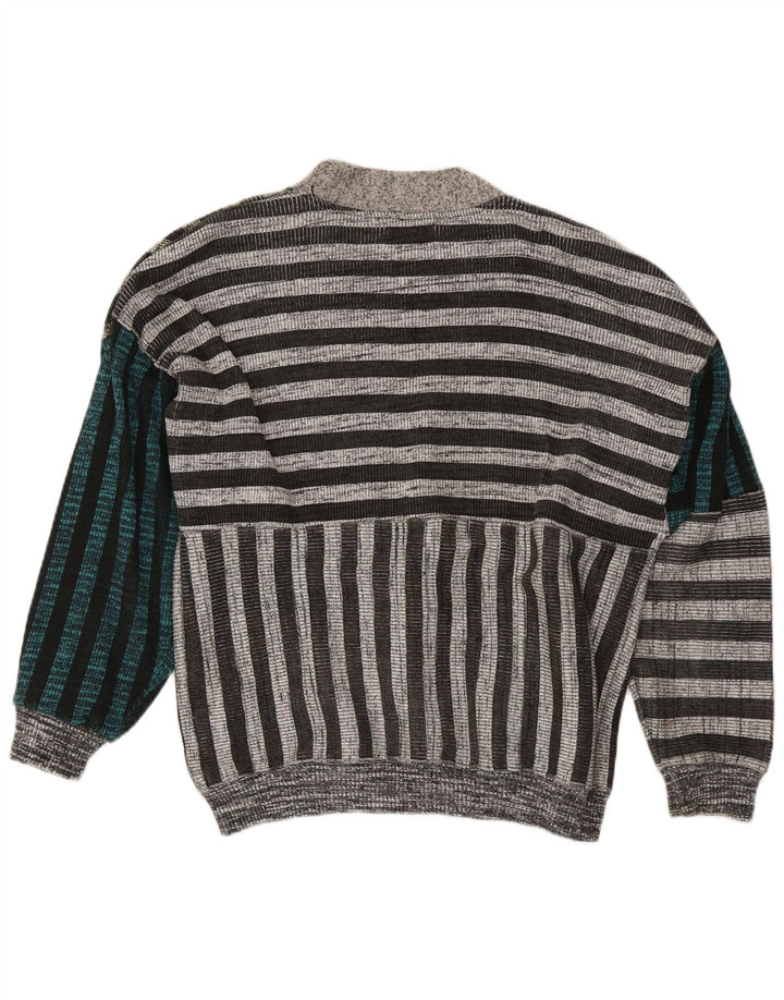 La Squadra Cardigan Homme Pull Large Gris Rayé Coton