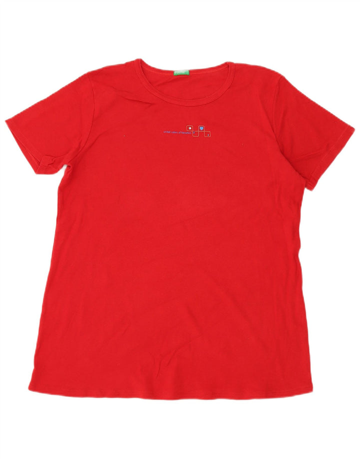 BENETTON T-Shirt Femme Top UK 14 Rouge Moyen