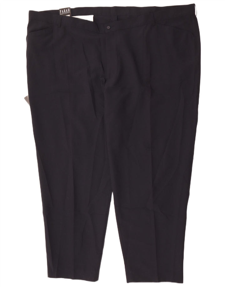 Farah Pantalon décontracté droit pour homme W60 L33 Bleu marine Polyester