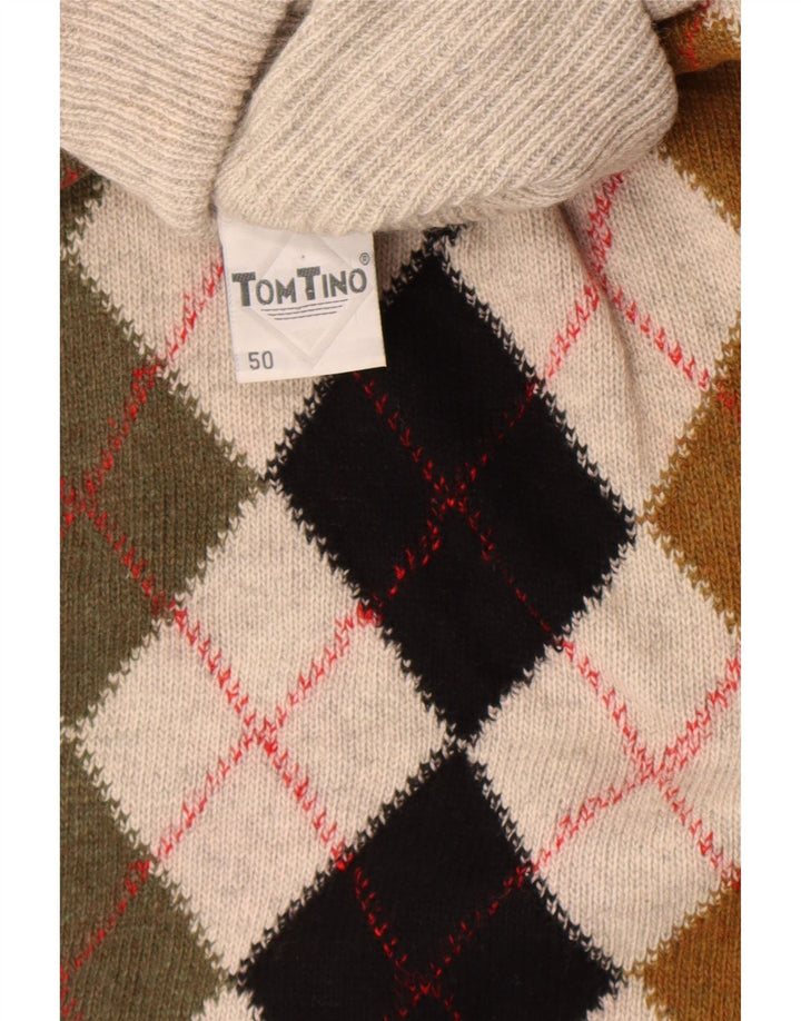 Tom Tino Pull col roulé homme IT 50 Gris moyen Argyle/Diamant