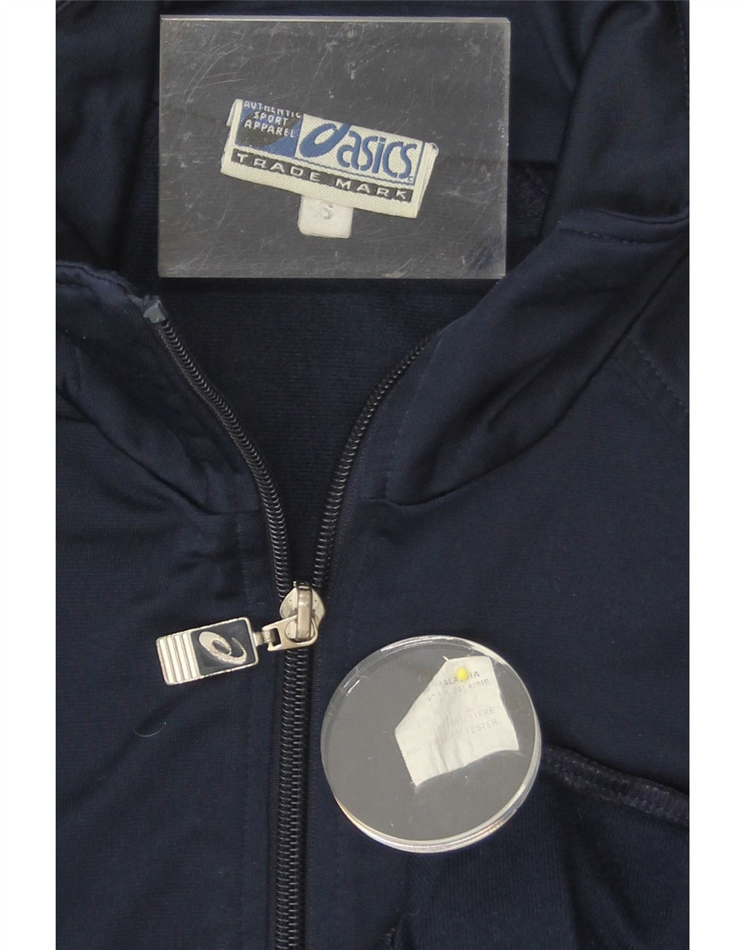 ASICS Mens Tracksuit Top Jacket Small Navy Blue Polyester Vintage Asics and Second-Hand Asics from Messina Hembry 
