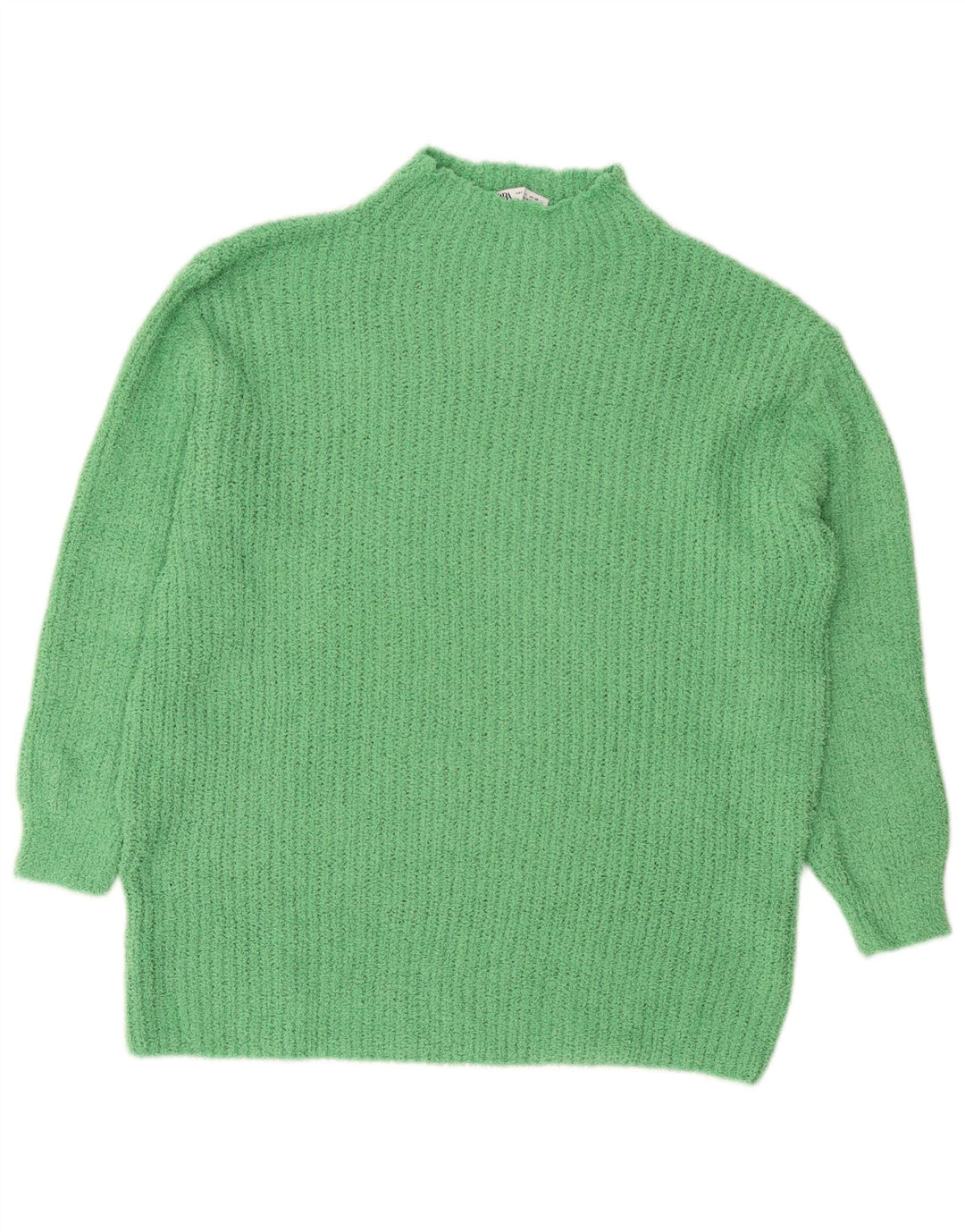 Zara Pull à col roulé pour femme UK 10 Petit Vert Polyester