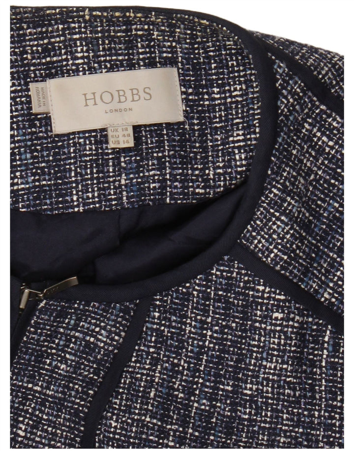 Hobbs Veste Blazer Courte Femme UK 18 XL Bleu Marine Moucheté