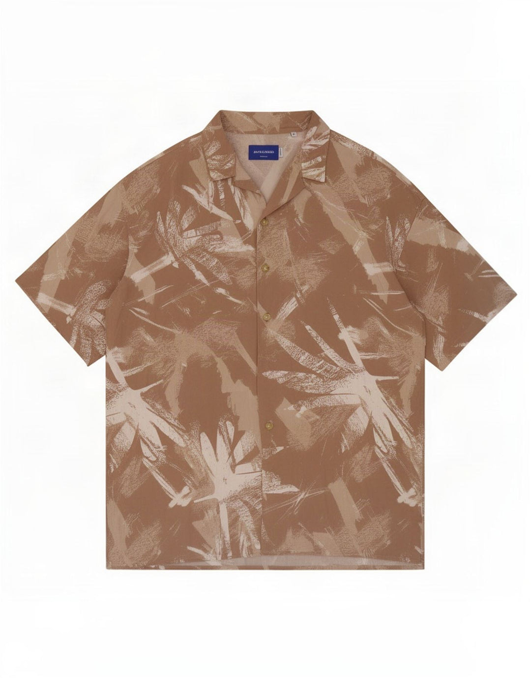 Jack & Jones Chemise à Manches Courtes à Motif Abstrait Homme Beige Moyen Viscose