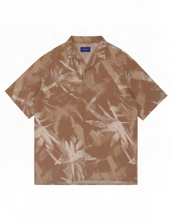 Jack & Jones Chemise à Manches Courtes à Motif Abstrait Homme Beige Moyen Viscose