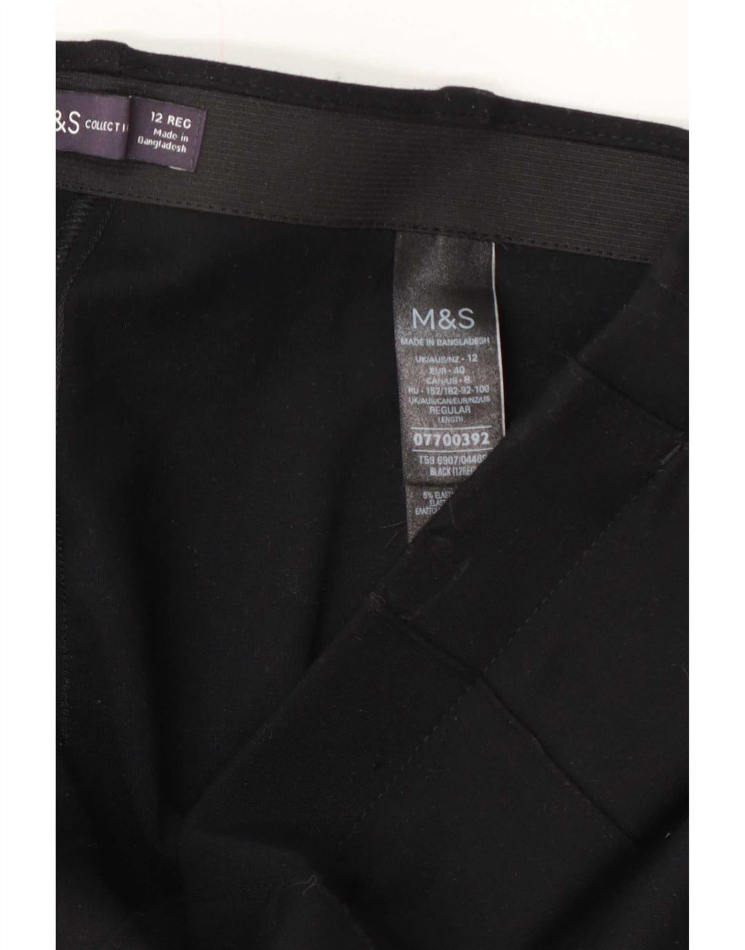 Marks & Spencer Pantalon de costume droit pour femme UK 12 Medium W32 L30 Noir