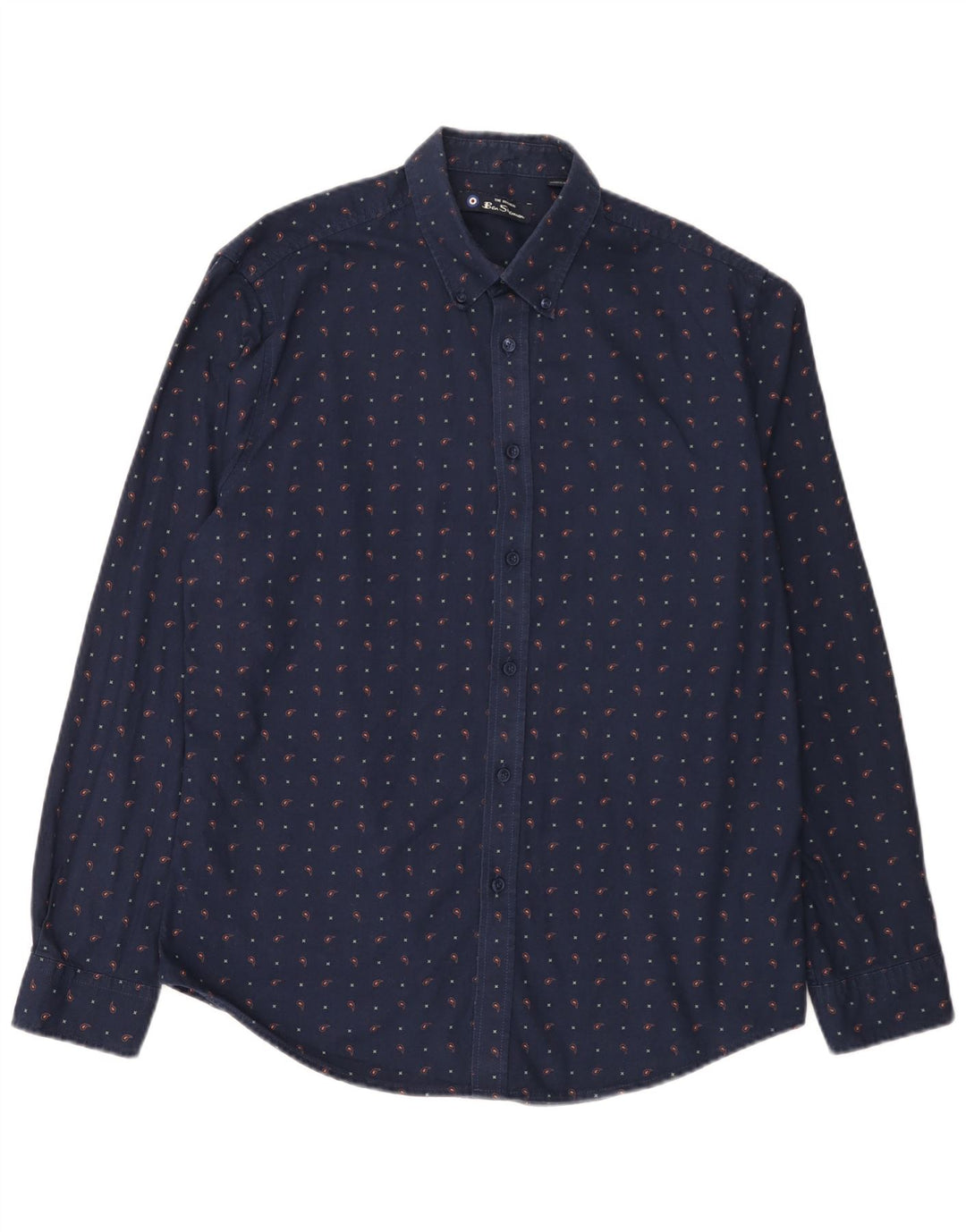 Ben Sherman Chemise Homme Large Bleu Marine Tacheté Coton