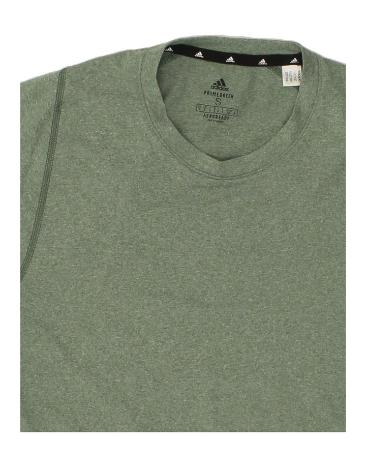 ADIDAS Mens Aeroready T-Shirt Top Small Green Flecked Polyester Vintage Adidas and Second-Hand Adidas from Messina Hembry 