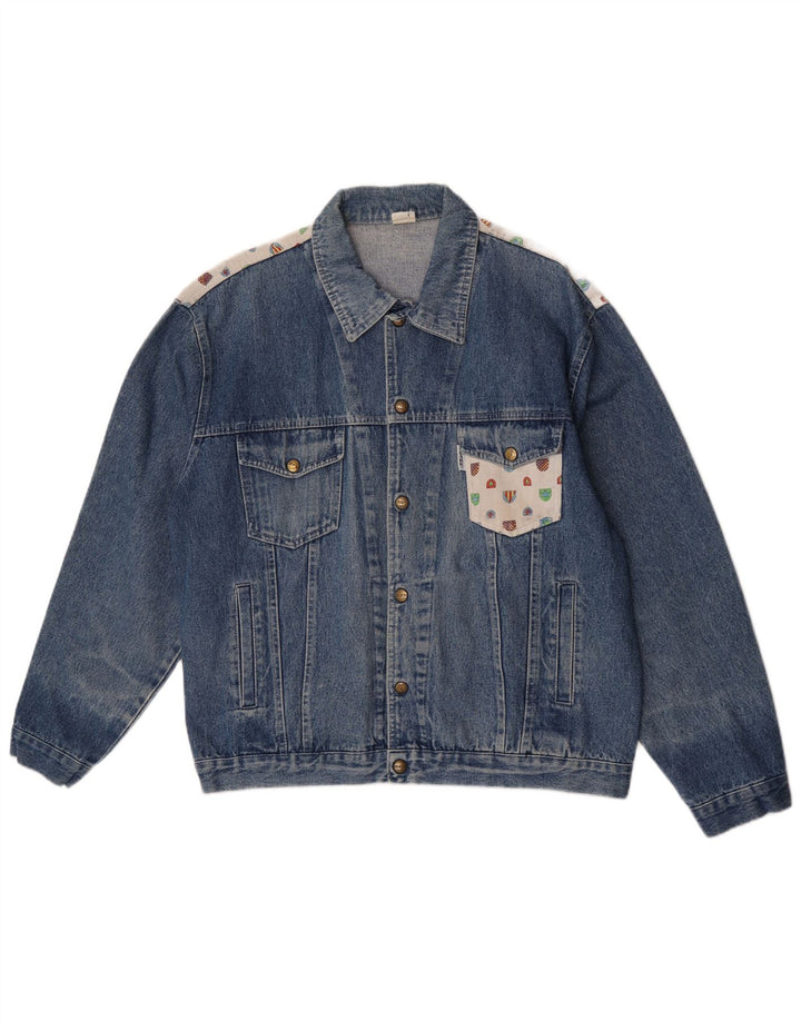 CLARK Veste en Jean Homme UK 40 Grand Bleu Patchwork