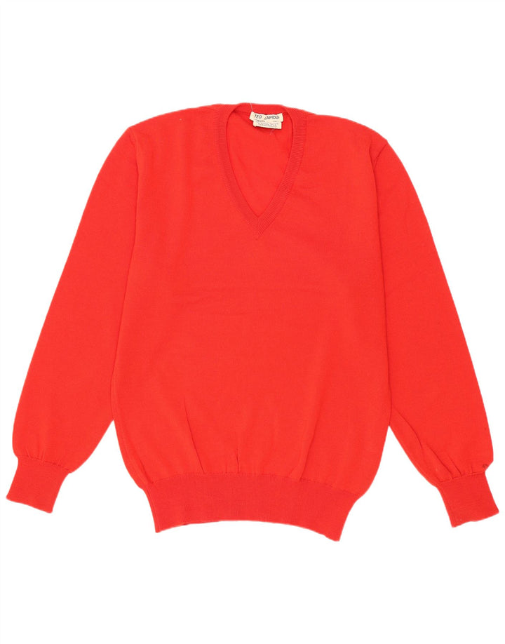 Ted Lapidus Pull col V pour homme IT 46 Petite laine mérinos rouge