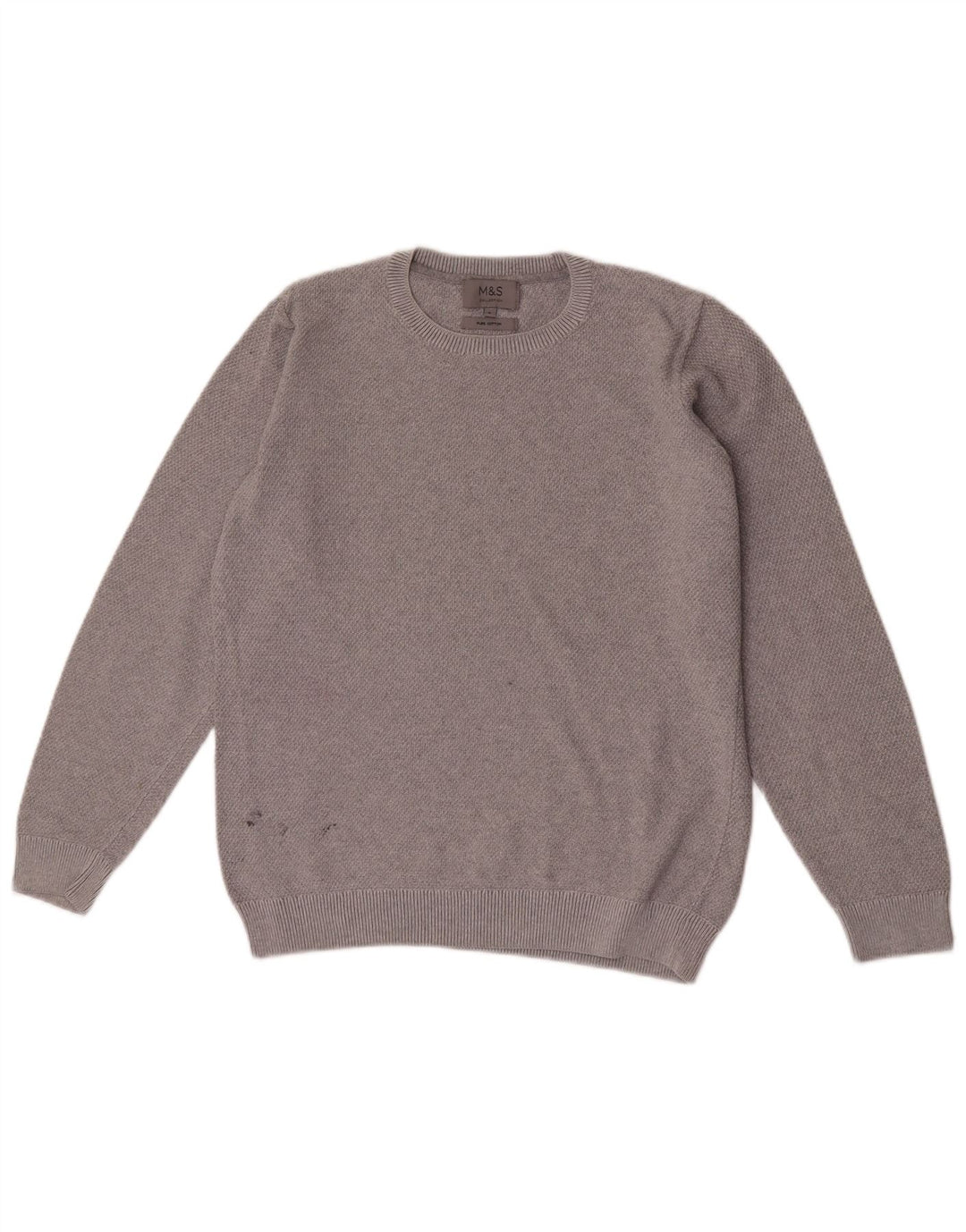 Marks & Spencer Pull à col rond pour homme Petit coton gris