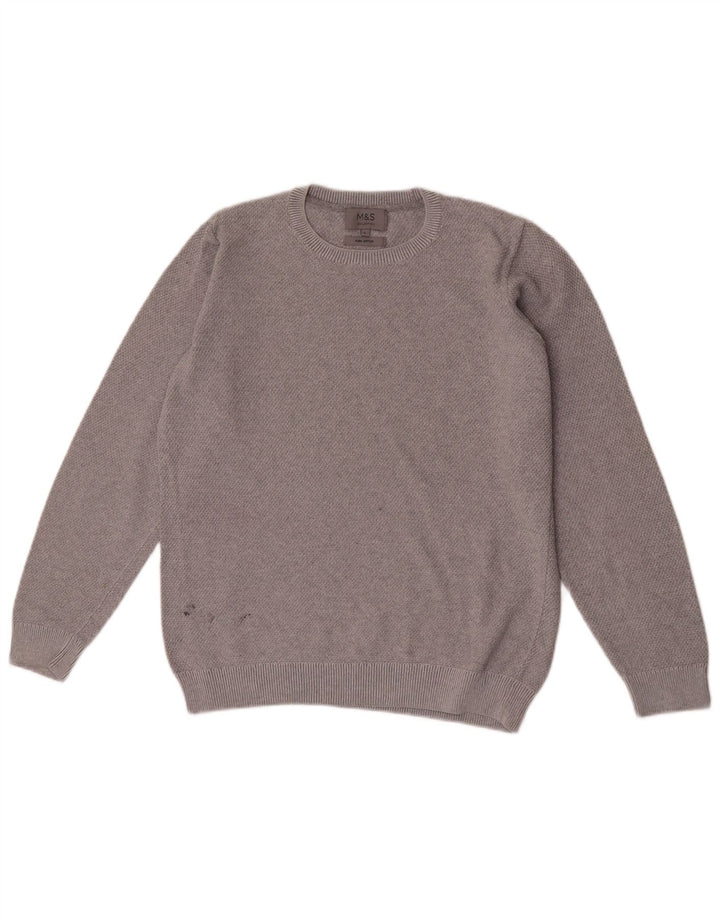 Marks & Spencer Pull à col rond pour homme Petit coton gris