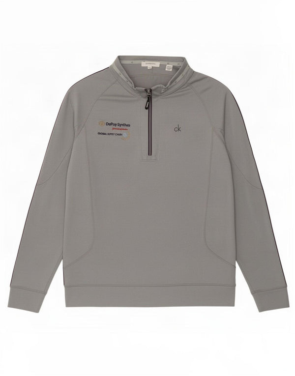 Calvin Klein Haut de survêtement à col zippé pour homme Gris Taille L