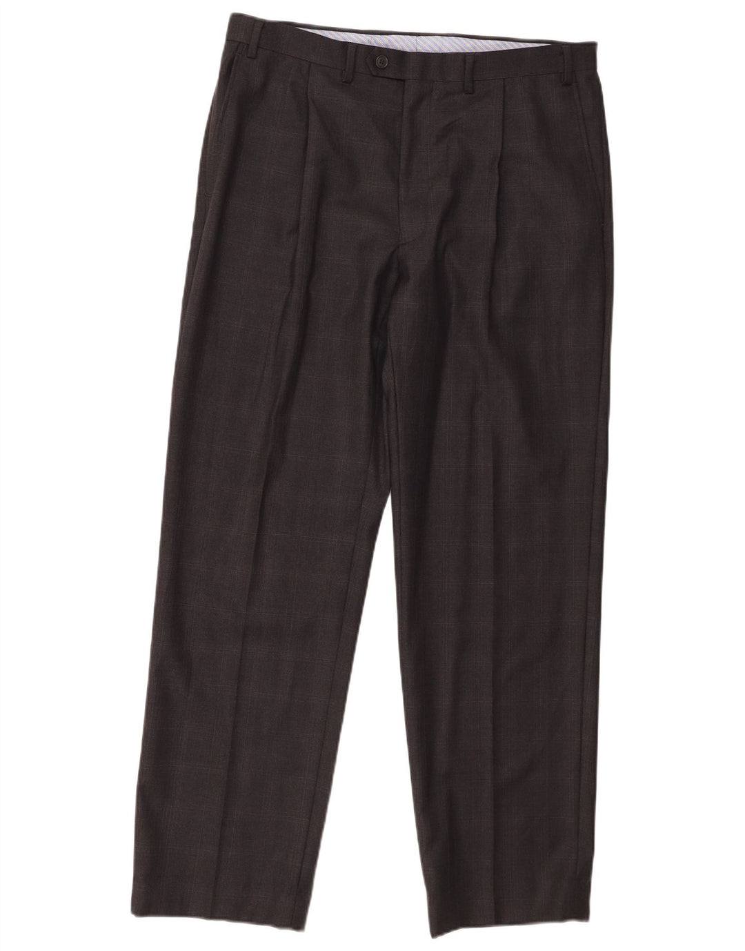 Marks & Spencer Pantalon de costume droit pour homme W36 L31 Gris à carreaux en laine vierge