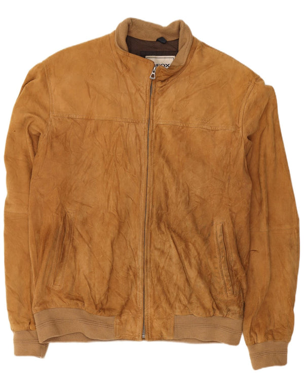 Geox Blouson aviateur en daim Respira pour homme UK 44 2XL Beige Cuir
