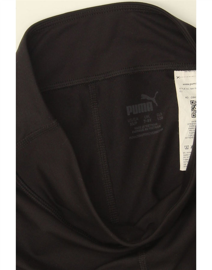 PUMA Girls Graphic Leggings 7-8 Years  Black Colourblock Polyester Vintage Puma and Second-Hand Puma from Messina Hembry 