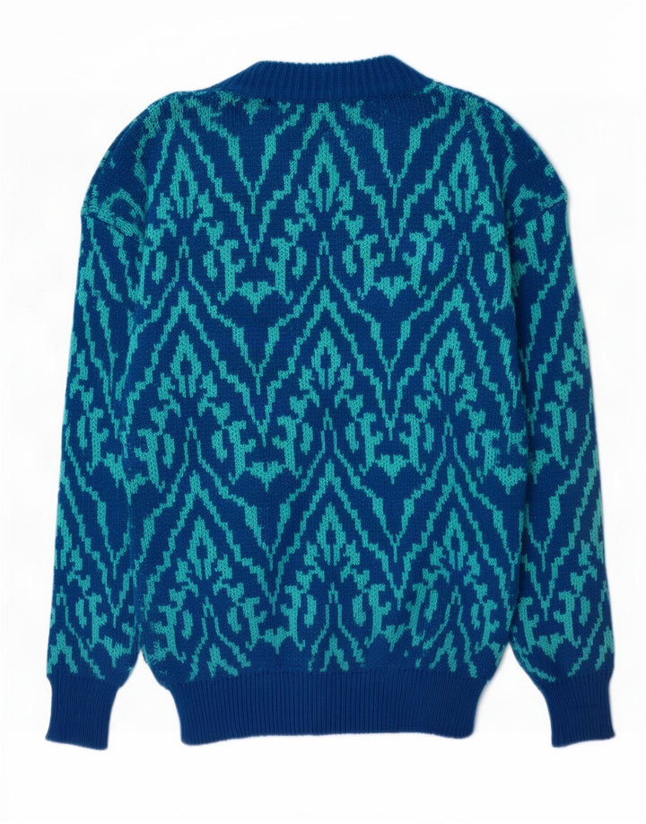 vintage Mens Crew Neck Jumper Pull Moyen Bleu Paisley