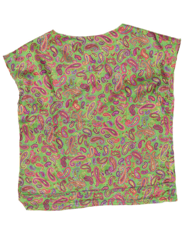Vintage Womens Sleeveless Blouse Top UK 16 Large Green Paisley