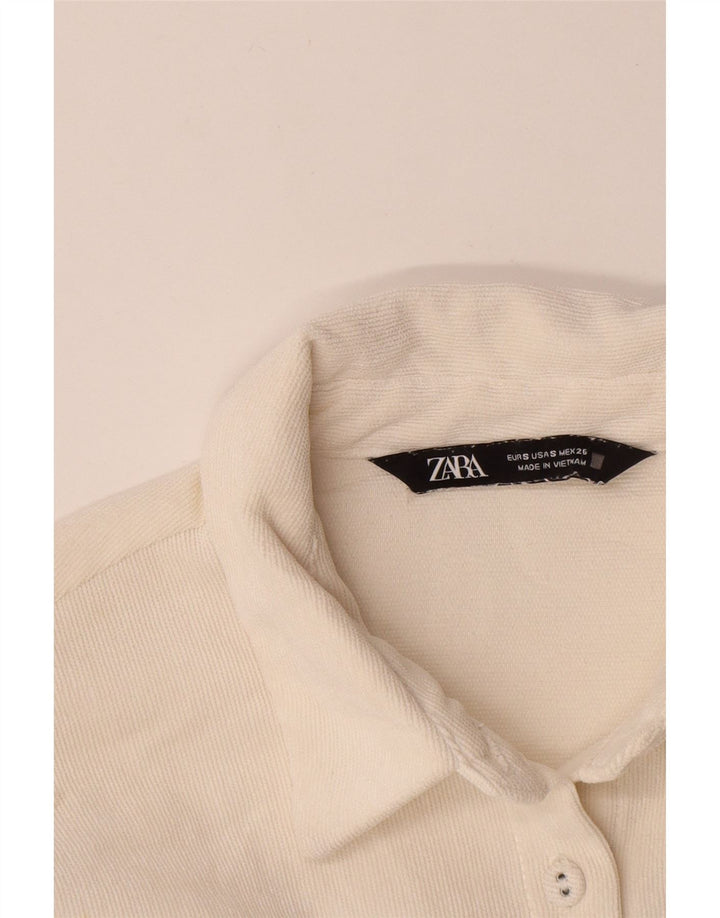 Zara Chemise surdimensionnée en velours côtelé pour femme UK 10 Petit polyester blanc