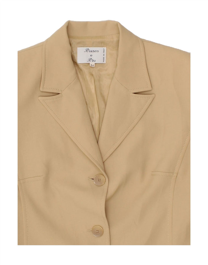 BIANCO E BLU Womens 3 Button Blazer Jacket IT 44 Medium Beige Vintage Bianco e Blu and Second-Hand Bianco e Blu from Messina Hembry 