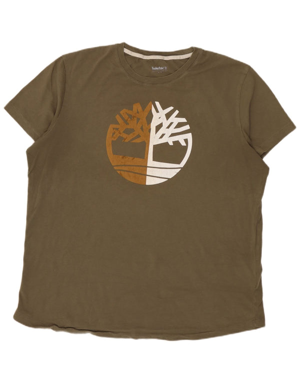 TIMBERLAND T-Shirt Graphique Top XL Kaki Coton Homme