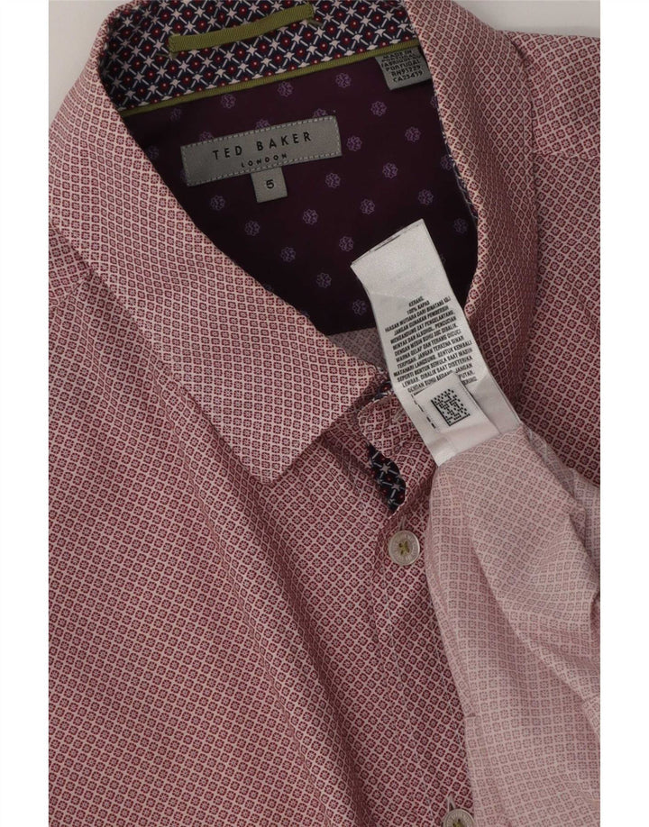 Ted Baker Chemise Homme Taille 5 XL Coton Floral Rouge