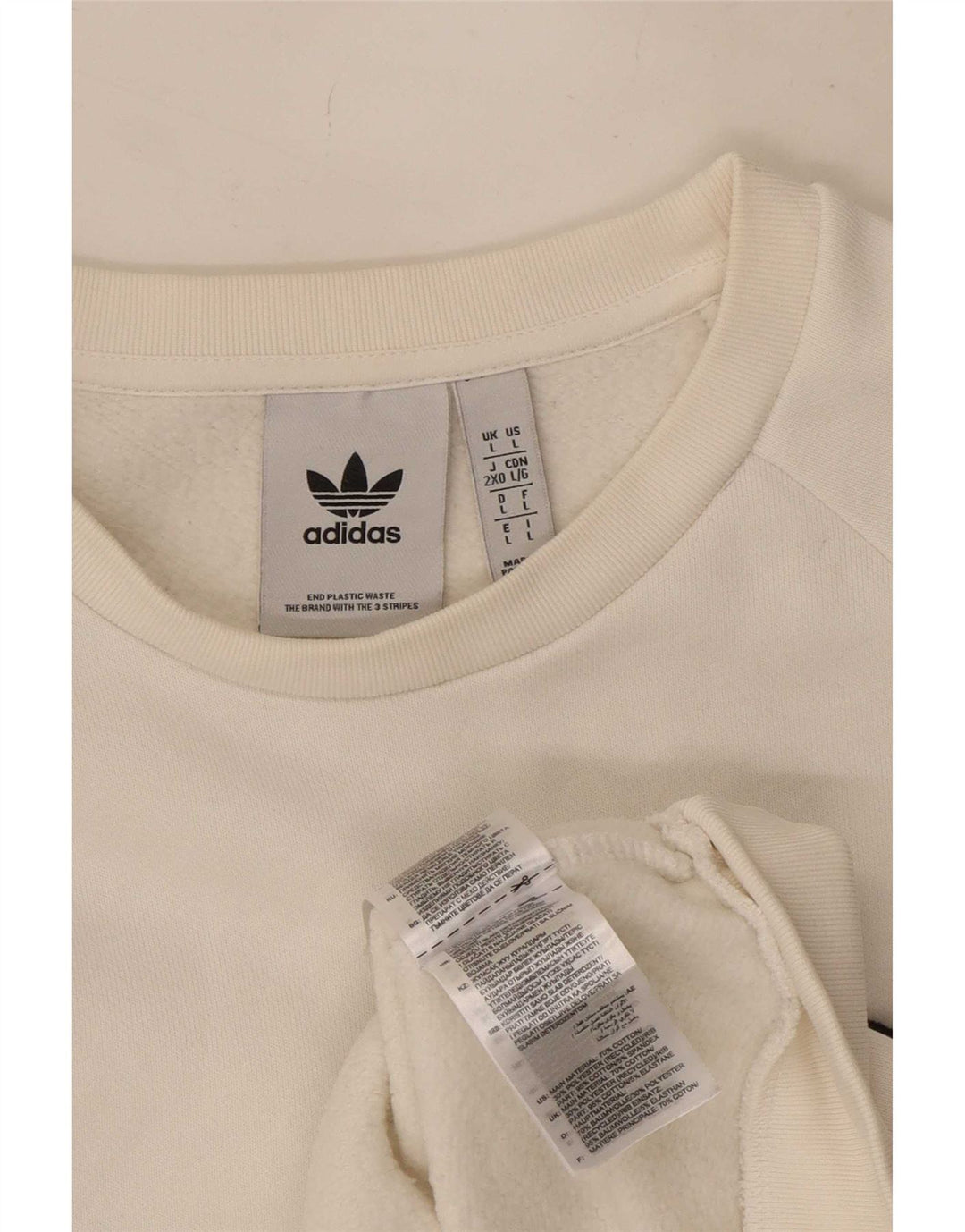 Adidas Sweat-shirt pour homme en coton blanc Taille L