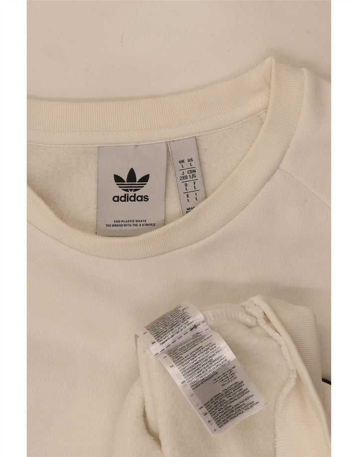 Adidas Sweat-shirt pour homme en coton blanc Taille L