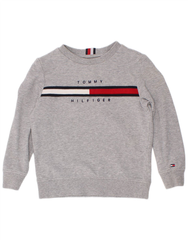 Tommy Hilfiger Sweat-shirt graphique pour garçon 3-4 ans Gris Colorblock