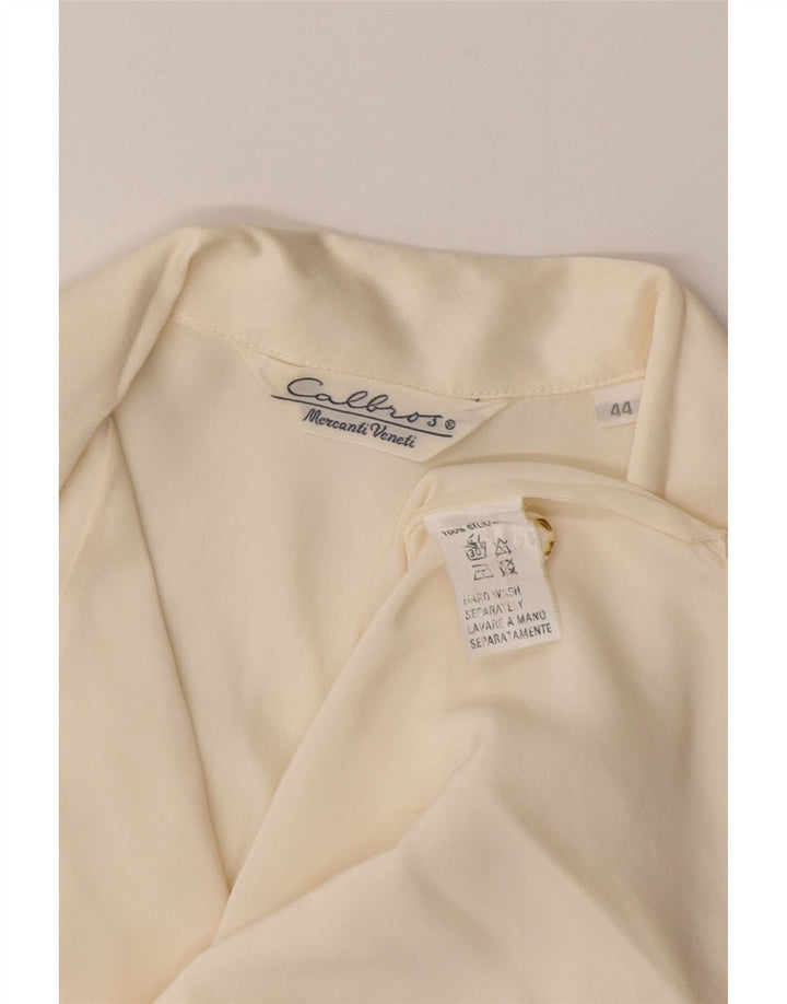 CALBROS Womens Military Short Sleeve Shirt Blouse IT 44 Medium Off White