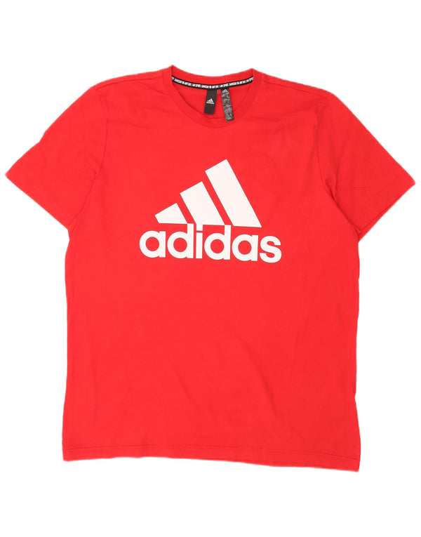 Adidas Mens Graphic T-Shirt Top XL Rouge Coton