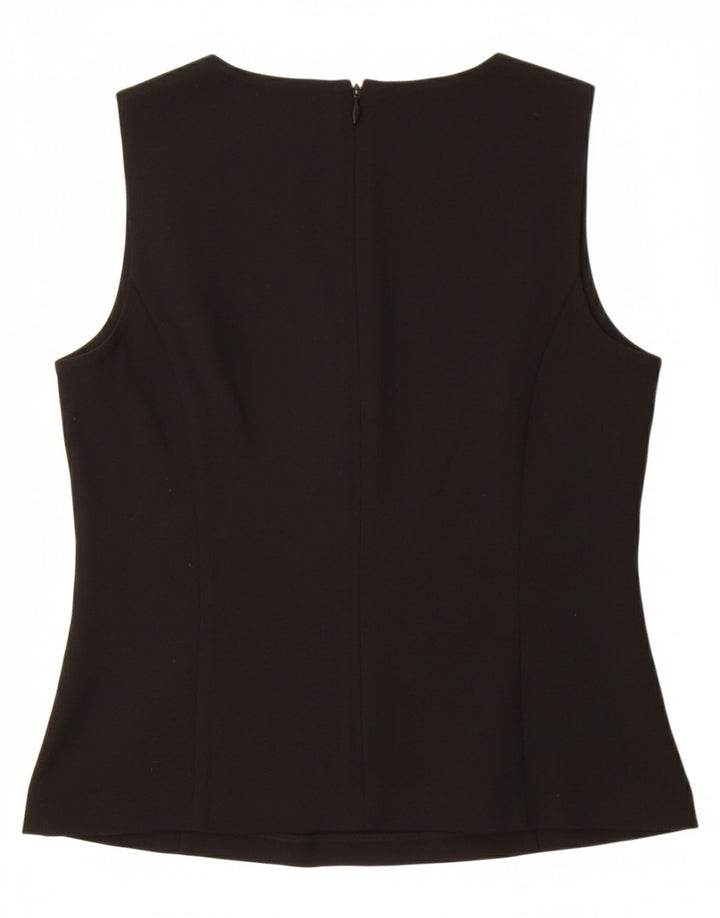 HUCKE Womens Sleeveless Blouse Top UK 12 Medium Black Floral Polyester