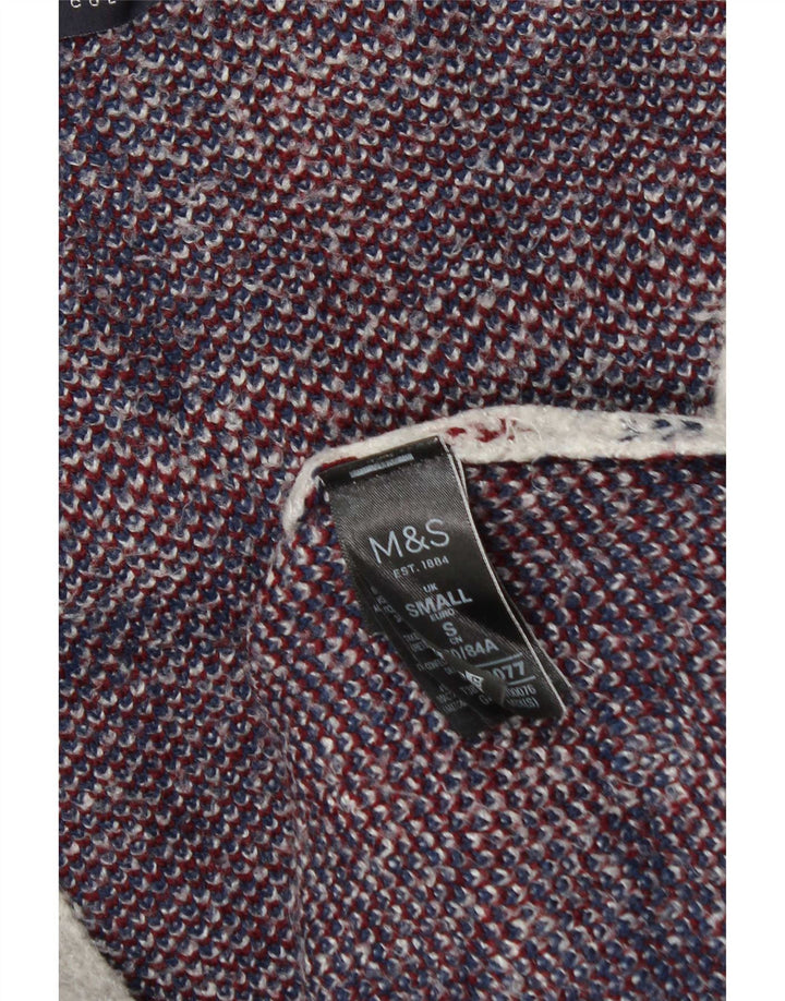 Marks & Spencer Pull cardigan long pour femme UK 10 Petit carreaux gris