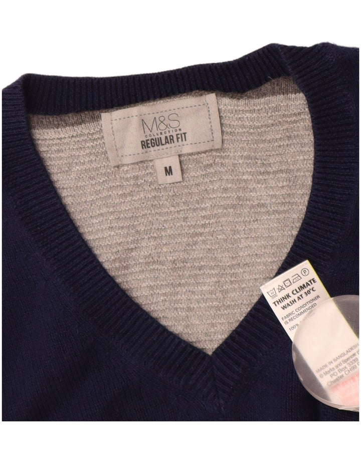 Marks & Spencer Pull Regular Fit Col V Homme Bleu Marine Moyen